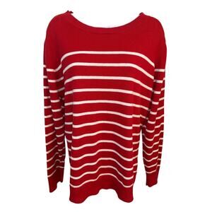 Liz Claiborne sweater XL womens red w/white stripes. Long sleeve pullover